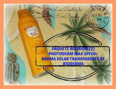 PAQUETE RECIBIDO (2): PHOTODERM MAX SPF50+ BRUMA SOLAR TRANSPARENTE DE BIODERMA