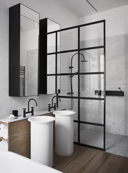 mampara de cuarterones Mezcla de texturas y revestimientos