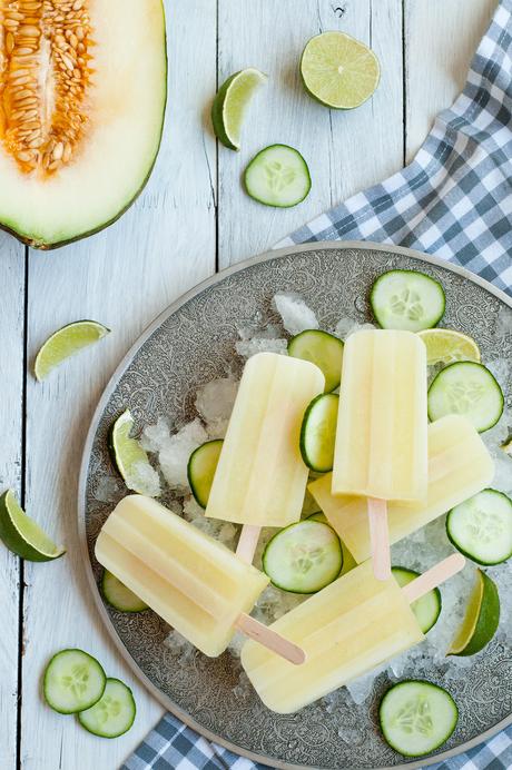 Polos de melón, pepino y lima