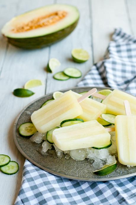 Polos de melón, pepino y lima