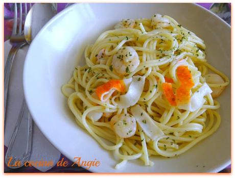 ESPAGUETIS CON GAMBAS AL AJILLO (Olla GM)