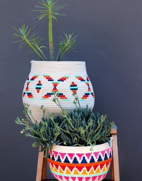DIY decorar cestos de cuerda de algodón
