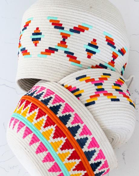 DIY decorar cestos de cuerda de algodón