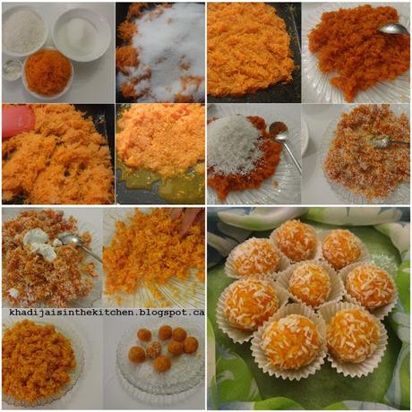 TRUFFES AUX CAROTTES ET NOIX DE COCO / CARROT COCONUT TRUFFLES / TRUFFAS DE ZANAHORIA Y COCO / حلوة خيزو(الجزر) و الكوك TRUFFES AUX CAROTTES ET NOIX DE COCO / CARROT COCONUT TRUFFLES / TRUFFAS DE ZANAHORIA Y COCO / حلوة خيزو(الجزر) و الكوك