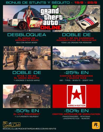 Doble de GTA$ y RP en las carreras acrobáticas y el modo Séquito de GTA Online GTA Online