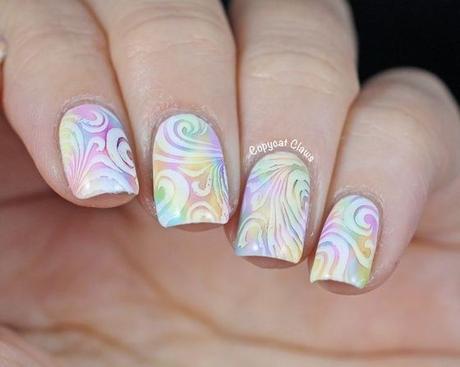 nails stamped with colors