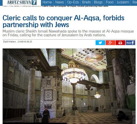 Tambores de guerra: alto clerigo palestino llama a conquistar Jerusalem y a no colaborar con los judios. iran