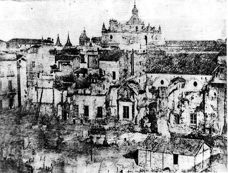 Convento de San Francisco a mitad de su derribo, hacia 1845