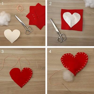 DECORACION SAN VALENTIN: CORAZONES DE FIELTRO