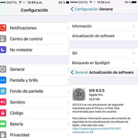 Apple lanza una importante actualización a iOS 9.3.5 tras un fallo de seguridad