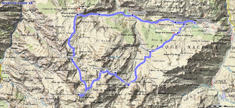 Mapa ruta circular al Torrecerredo desde Pandébano