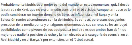 Esto dice, hoy, Santiago Segurola de Modric y esto decía en el 2012