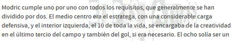 Esto dice, hoy, Santiago Segurola de Modric y esto decía en el 2012