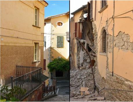 Antes y después del terremoto de Italia. 14 fotografías.