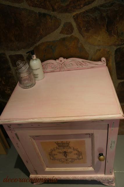 ♥ ♥ ♥ MESITA DE NOCHE ROSA EMPOLVADO SHABBY