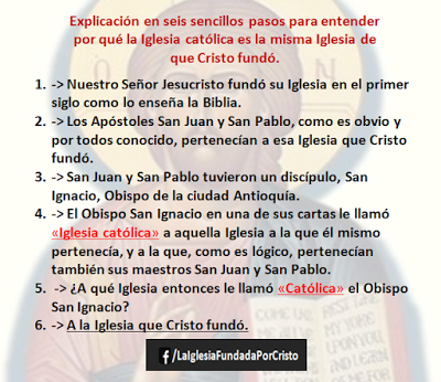 La Iglesia católica es la Iglesia de Cristo, explicado en seis pasos.