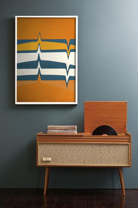 retro style, op art print and sixties furniture