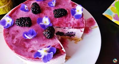 Tarta marmolada de queso y moras Tarta marmolada de queso y moras