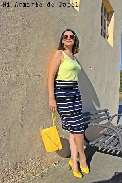 Cómo Combinar una Falda de Tubo con Rayas - 2 Cómo Combinar una Falda de Tubo con Rayas - 2