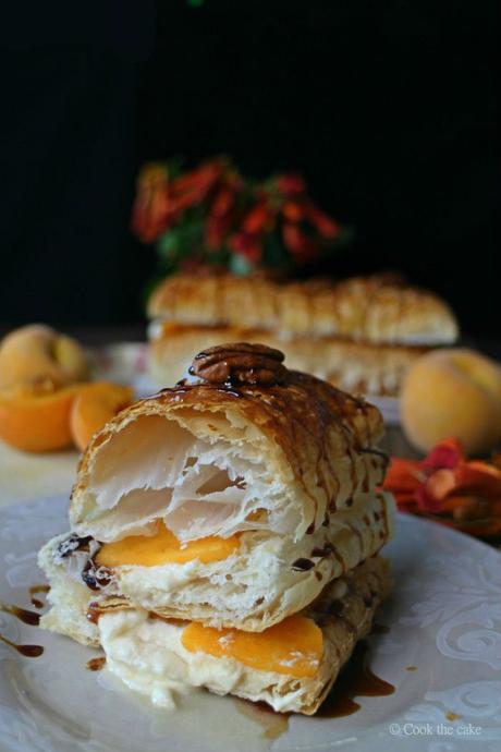 napoleones-de-melocoton, hojaldre-de-melocoton, melocotones, peaches-tart