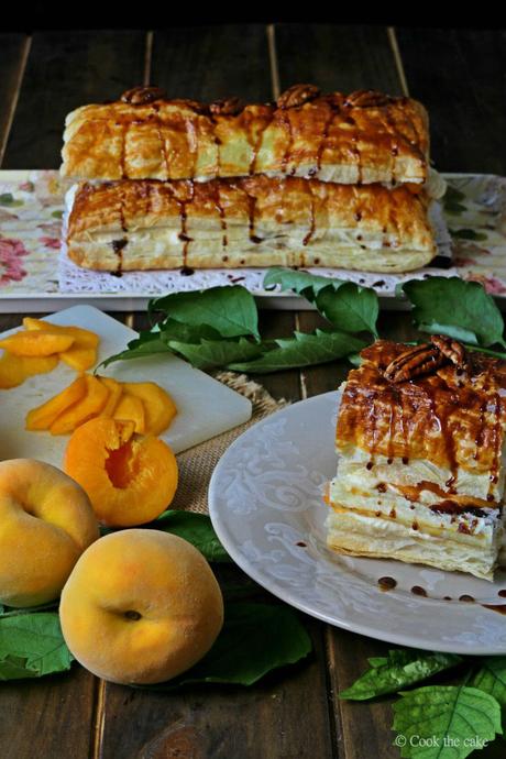 napoleones-de-melocoton, hojaldre-de-melocoton, melocotones, peaches-tart