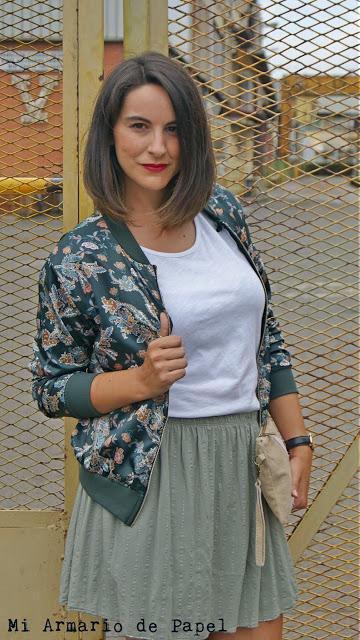 Look Trenddie Falda Verde Bomber 3