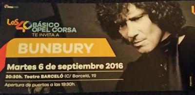 Bunbury (2016) Teatro Barceló. Madrid