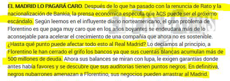 J.Mª Casanovas (Sport) en el 2012 vaticinando una ruina económica de Florentino