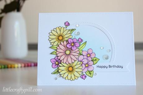 Coloring flowers with pencils (A Birthday Card)