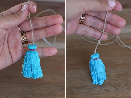 diy: bolso estilo boho con pompones de colores