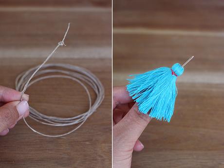 diy: bolso estilo boho con pompones de colores diy: bolso estilo boho con pompones de colores