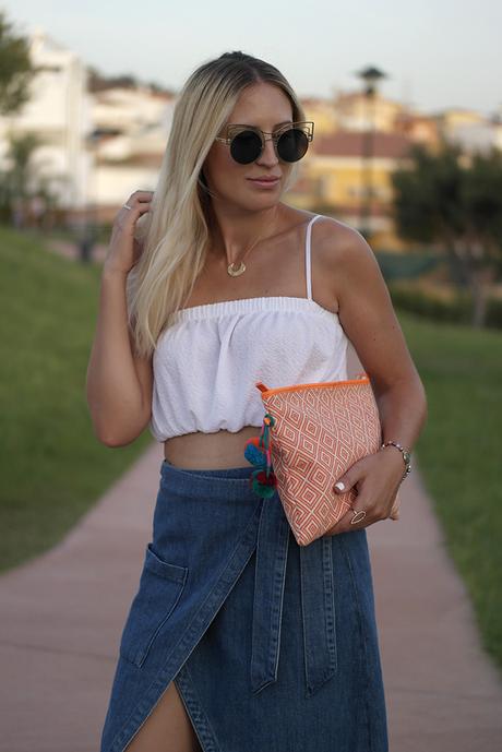 TIED DENIM SKIRT