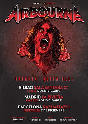 Airbourne en diciembre en Bilbao, Madrid y Barcelona