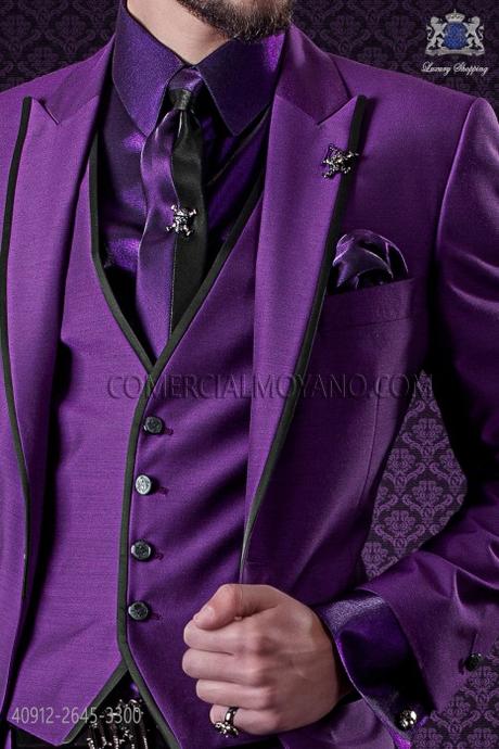 Traje de novio moderno de corte entallado (slim fit) http://www.comercialmoyano.com/es/2225-camisa-lurex-morada-cuello-pequeno-moda-40912-2645-3300-ottavio-nuccio-gala.html