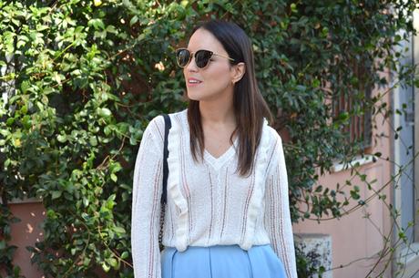 Outfit | Baby blue skirt