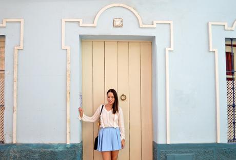 Outfit | Baby blue skirt