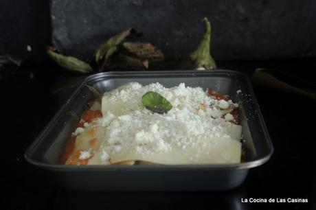 Berenjena Blanca, Salsa de Tomate Rosa y Queso 3 Oscos