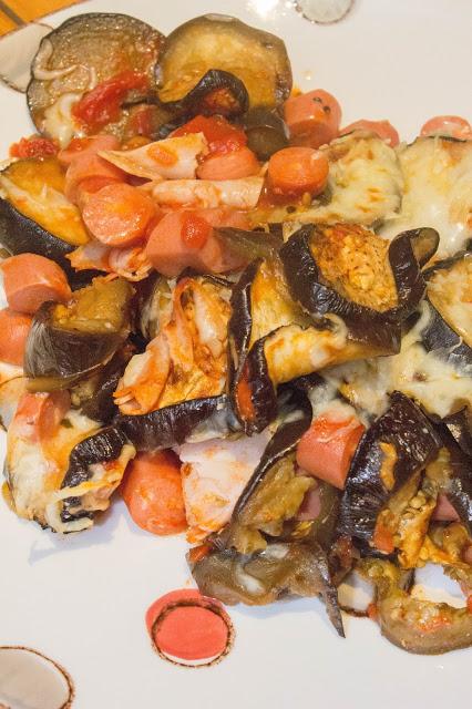 Berenjenas con salchichas y pavo light a la parmesana Berenjenas con salchichas y pavo light a la parmesana