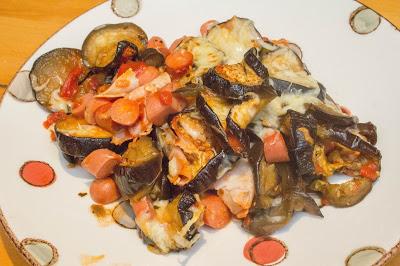 Berenjenas con salchichas y pavo light a la parmesana Berenjenas con salchichas y pavo light a la parmesana