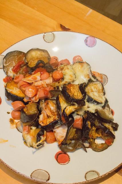 Berenjenas con salchichas y pavo light a la parmesana Berenjenas con salchichas y pavo light a la parmesana