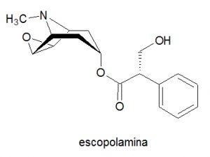 Estructura química de la escopolamina, también conocida como burundanga Estructura química de la escopolamina, también conocida como burundanga
