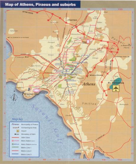 Mapa de Atenas y sus alrededores