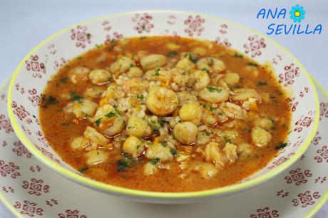 Garbanzos con gambas y arroz olla GM Ana Sevilla