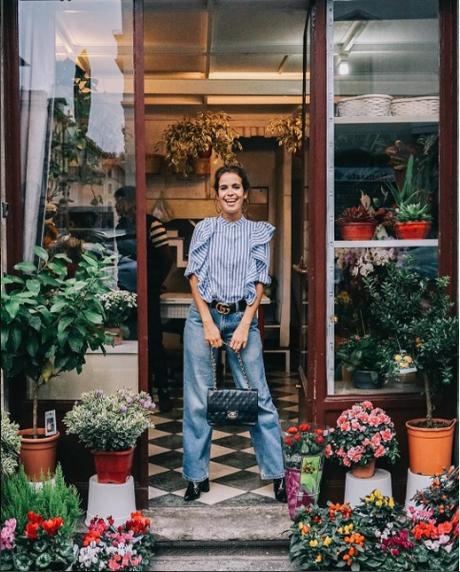 AUTUMN MUST; RUFFLED STRIPED BLOUSE.-