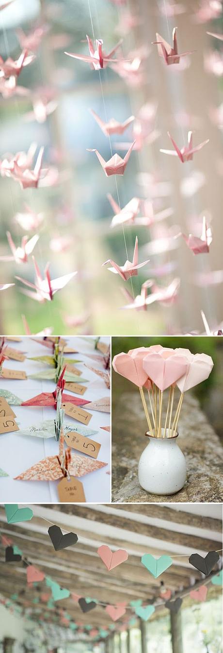 como decorar una boda con origami