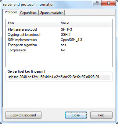 Como obtener el hostkey de WinSCP