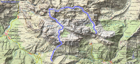 Mapa de la ruta al Llambrión desde Valcavado y El Cable