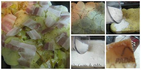 Graten de patatas bacon y queso Graten de patatas bacon y queso