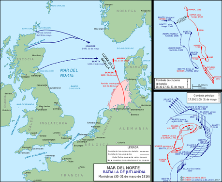 Map of the Battle of Jutland, 1916-es.svg