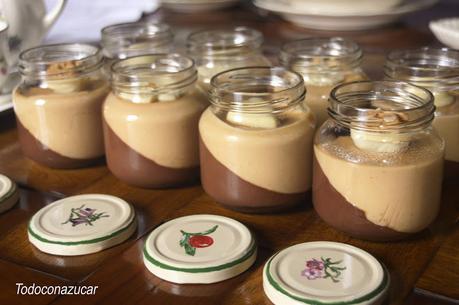 MOUSSE DE TURRÓN Y CHOCOLATE EN TARROS DECORADOS